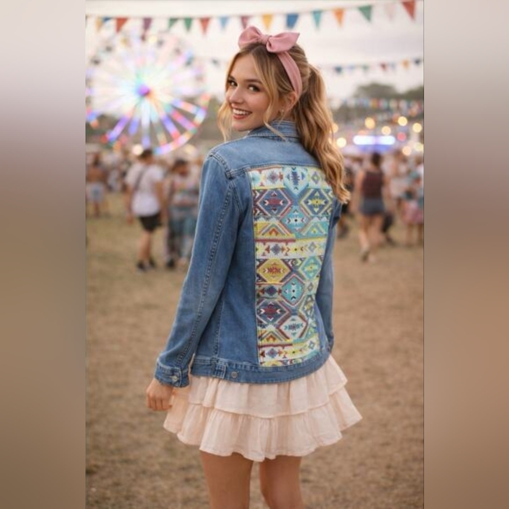 NWT Embroidered Denim Jacket